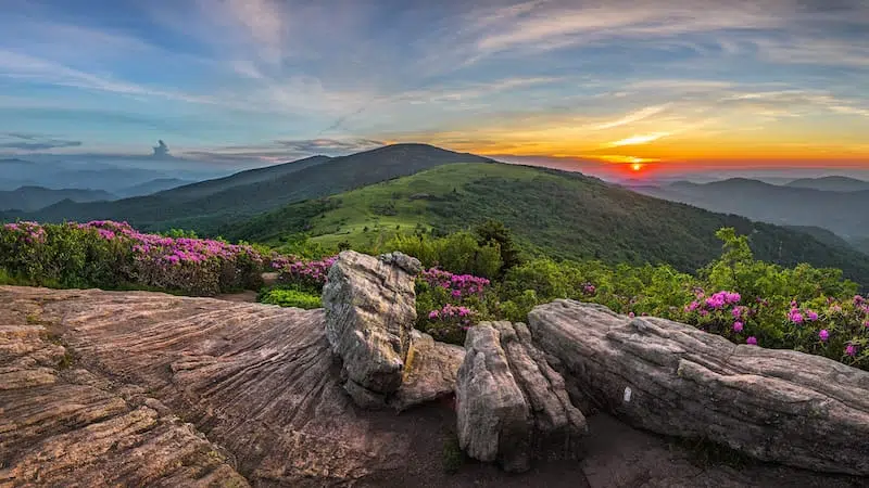 View of a beautiful sunset in the mountains of TN. 