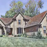 Drawing of a one level brick home in Grandview East subdivision in Clarksville TN.